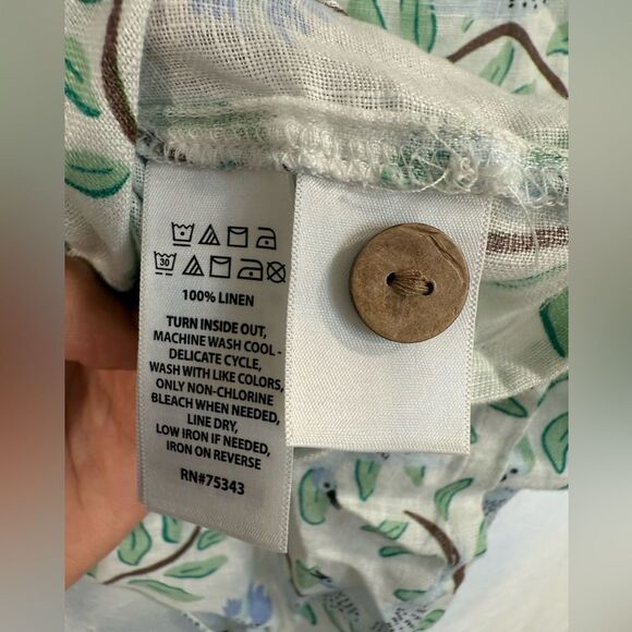 Cynthia Rowley Linen Button-Up Shirt Birds Novelty Print Size Small EUC - Picture 4 of 4